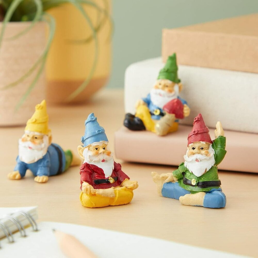 4 Pieces Mini Garden Gnomes, Outdoor Statue Set in Funny Poses for Yoga Gifts, P - Picture 3 of 9